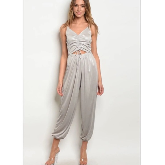 boutique Pants - Silver harem jumpsuit
